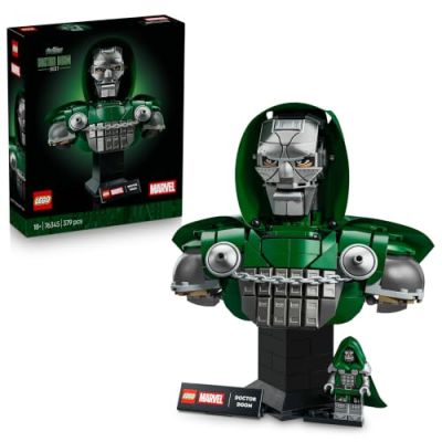 LEGO ǀ Marvel Buste du Docteur Doom - Set de Construction pour Adulte - Maquette avec Minifigurine Collector & Plaque Nominative - Décoration de Salon DIY - Idée Cadeau pour Fan du Film 76345