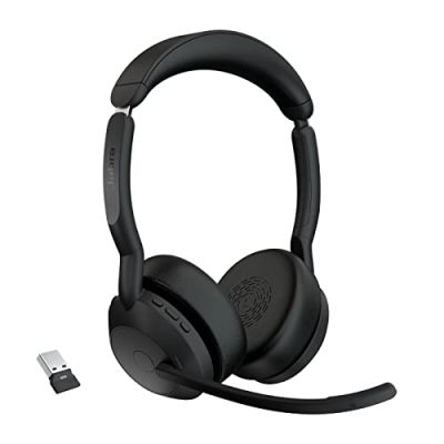 Jabra Evolve2 55 Micro-casque sans fil stéréo avec technologie Jabra Air Comfort, micros à réduction de bruit et ANC. Fonctionne avec les plateformes UC telles que Zoom et Google Meet - Noir