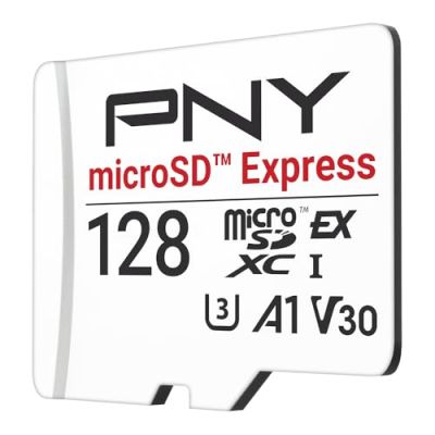 PNY 128GB microSD Express U3 V30 A1 microSDXC Carte Mémoire Flash