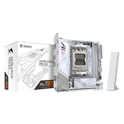 GIGABYTE X870I AORUS Pro Ice Carte mère - Compatible avec Les processeurs AMD Ryzen série 9000, VRM 8+2+1 Phases, jusqu'à 8400 MHz DDR5 (OC), 1xPCIe 5.0 M.2 + 1xPCIe 4.0 M.2, WI-FI 7, USB 4