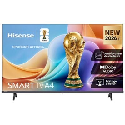 Hisense 40A4S - TV 2026 LED 40" (102 cm) Full HD, Smart TV VIDAA, Dolby Audio & DTS HD, WiFi, Bluetooth, Design sans Bords, Noir