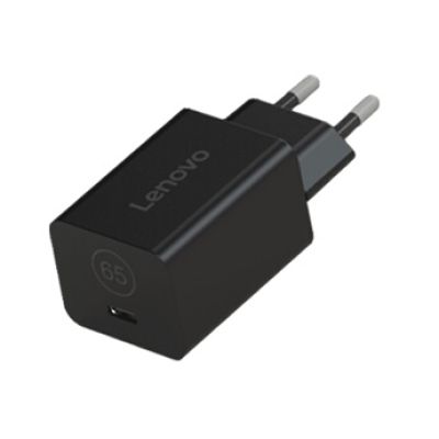 Lenovo Adaptateur GAN Nano 65W (Charge Rapide PC et Appareils Mobiles, USB-C, Voltages de Sortie Réglables, Compact) Câble 1,5 m - Couleur Noir