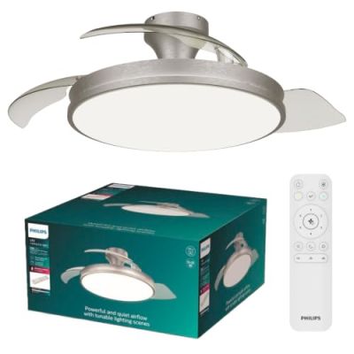 Philips LED, Plafonnier Ventilateur Rétractable Atlas, 106 cm, Blanc