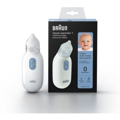 Braun Mouche-bébé 1 | Élimine le mucus | Débouche le nez | Aspiration électrique | 2 x d’aspiration | 2 tailles d’embouts | Nouveau-nés, bébés et enfants | Lavable au lave-vaisselle | BNA100
