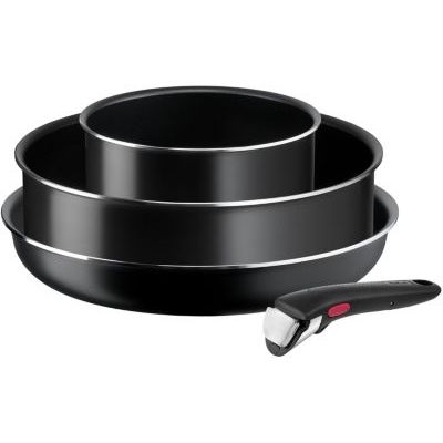Tefal Ingenio Lot 4 pièces, Poêle 26 cm, Casserole 18 cm, Sauteuse 24 cm, Poignée amovible, Non induction, Revêtement antiadhésif, Empilable, Fabriqué en France, Easy Cook N Clean L1539002