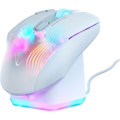 Turtle Beach Kone XP Air - Souris Gaming RGB Ergonomique, Personnalisable et sans Fil, capteur Optique 19 000 PPP, autonomie de Batterie de 100h, Station de Charge, éclairage AIMO RGB - Blanc