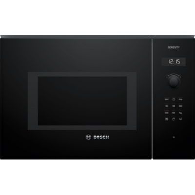 Bosch BEL554MB0 Serie 6 Micro-ondes encastrable / 900 W / 25 L/Plateau tournant 31,5 cm/Butée de porte gauche/noir/AutoPilot 8 / fonction grill