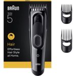 image produit Braun Tondeuse Electrique Homme, à Cheveux, Series 5 HC5530, Noire | Lavable, Batteries Rechargeable, 2 Sabots, 17 Réglages de Longueurs, Lames Affutées et Inusables