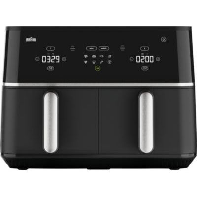 Braun TwinCook Friteuse à air chaud 5 TD5030IBK avec capacité 10 litres 80-200 °C, revêtement céramique sans PFAS, technologie RealAir, 8 programmes, contrôle tactile, passe au lave-vaisselle, 2400 W
