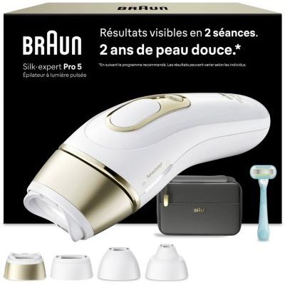 Braun Epilateur Lumiere Pulsee Silk·expert Pro 5 PL5431, Blanc et Or