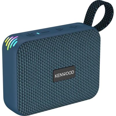 Kenwood AS-60BT-A Haut-Parleur Bluetooth Portable 5 W avec TWS stéréo, IPX7 étanche, radiateur Passif, Effet LED, Batterie Rechargeable jusqu'à 8,5 h, Design Compact et léger, Connexion 10 m, Bleu