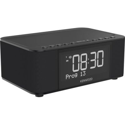 Kenwood CR-ST40DAB-B Radio-réveil stéréo avec 3 alarmes Dab+, FM, Bluetooth, USB, Fonction de Charge, Grand écran, 5 Niveaux d'intensité Variable, 6 W RMS, mémoire des Stations, Noir
