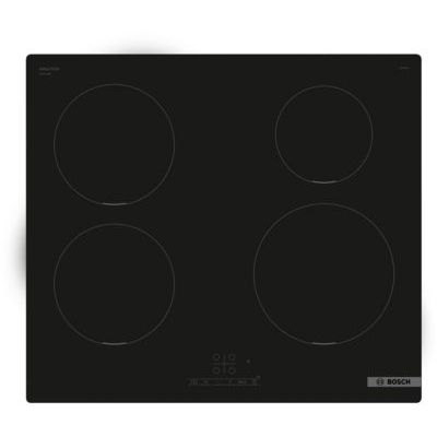 Bosch PUE611BB5E Série 4 - Plaque induction, Touch Select | 60 cm, Noir, 4 foyers, timer avec fonction arrêt, 17 niveaux de réglage de la puissance