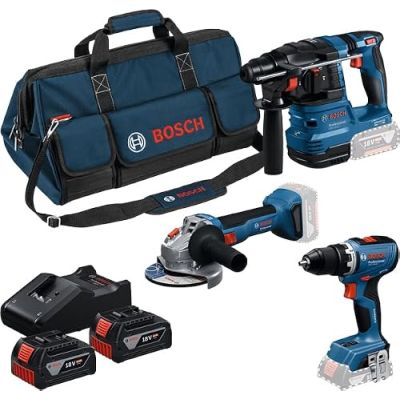 Pack 3 outils 18V - BOSCH - 0615A50094 - 2x4Ah - Sans fil 18V - Travail sans poussière