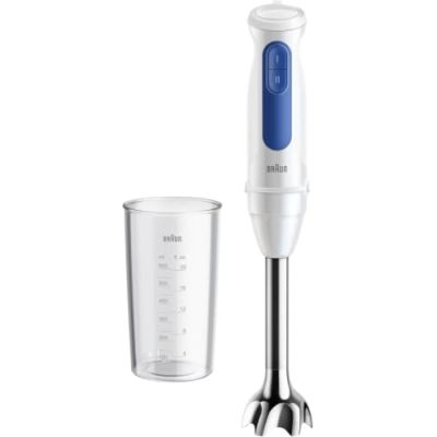 Braun MultiQuick 3 MQ30.001M, Mixeur Plongeant, Pied Mixeur avec Technologie PowerBell VPlus, 2 Vitesses+Turbo, EasyClick Plus Accessoires, Technologie Anti Éclaboussures, Verre 600ml, 900W, Blanc