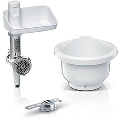 Bosch BakingSensation MUZS2BS, hachoir à viande, bol en plastique, embout à pâtisserie, disque perforé en acier inoxydable, 4 variantes de pâtisserie, convient pour robot de cuisine MUM série 2