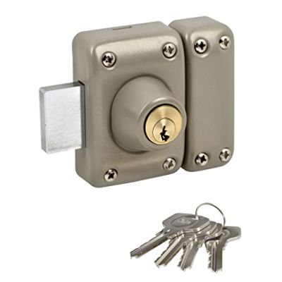 Yale Verrou de Porte Double Cylindre - Ouverture à Clé Intérieur Extérieur - Cylindre diamètre 23 mm, Longueur 45 mm, 5 goupilles - YV25DE-40 - Protection Anti arrachement - 4 clés, Beige