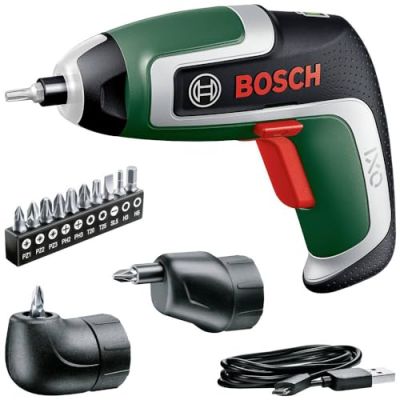 Bosch Visseuse compacte sans fil IXO (7e génération ; 3,6 V ; 2,0 Ah ; 5,5 Nm ; lot incl. des adaptateurs de renvoi d'angle et déporté ; avec câble micro-USB ; dans une boîte de rangement)