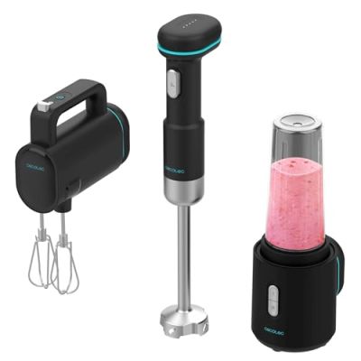 Cecotec Mixeurs à Main Portatif BlendGo Pack. 180W, Batterie avec Charge 2h, 30min d'Utilisation, Indicateur de Batterie, Accessoires, Température 60-96ºC, Vitesse 6500-13000 RPM, Rechargeable