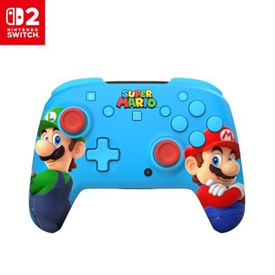 Turtle Beach Rematch Mario & Luigi manette sans fil sous licence officielle pour Nintendo Switch 2 avec batterie rechargeable, RGB e sticks TMR