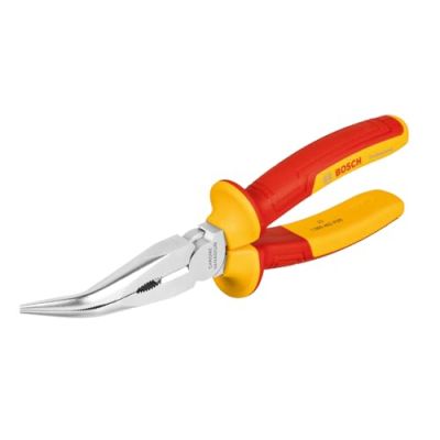 Bosch Professional pince VDE à bec long coudée de 40° – 200 mm (certifiée jusqu'à 1 000 V, isolée avec des polyuréthanes thermoplastiques (TPU))