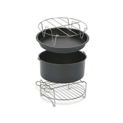 Tefal Kit de 4 Accessoires pour Easy Fry XL : Moule à Gâteau, Plat à Pizza, Support à Brochettes et Support Métallique – Revêtement Antiadhésif – Compatible EY20 / EY40 – XA112010