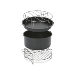 image produit Tefal Kit de 4 Accessoires pour Easy Fry XL : Moule à Gâteau, Plat à Pizza, Support à Brochettes et Support Métallique – Revêtement Antiadhésif – Compatible EY20 / EY40 – XA112010
