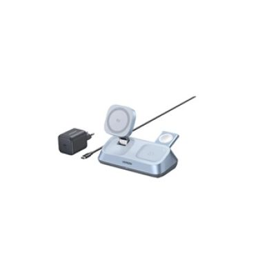 Support de chargement sans fil magnétique MagFlow 3-en-1 USB Type C 25 Watt Blanc