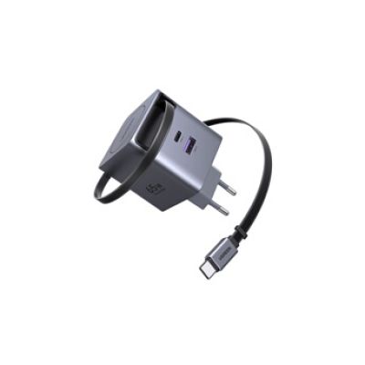 secteur Nexode Pro Series X615 GaN 2 USB Type C et USB rétractable 65 Watt Gris anodisé
