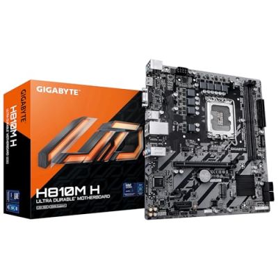 GIGABYTE H810M H Carte mère - Processeurs Intel Core Ultra (Série 2), VRM 4+1+2 Phases, jusqu'à 6400 MHz DDR5, 1xPCIe 4.0 M.2, LAN 1GbE, USB 3.2 Gen 1