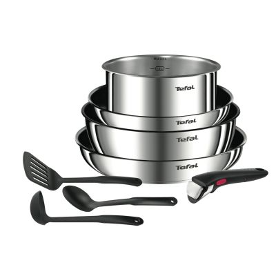 Batterie de cuisine 8 Pièces Empilables Aluminium Revêtement Anti-adhésif Tous Feux Dont Induction Poignée Amovible Ingenio Emotion TEFAL
