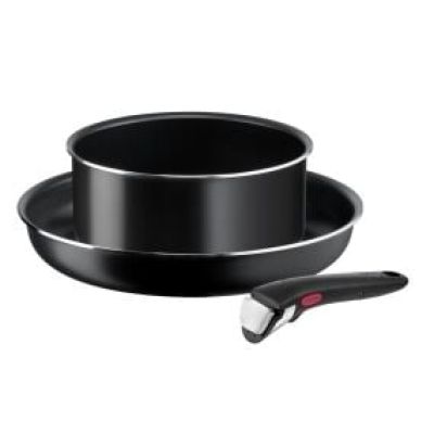 Batterie de cuisine 3 Pièces Aluminium Revêtement Anti-adhésif Tous Feux Dont Induction Poignée Amovible Easy Cook'n Clean TEFAL