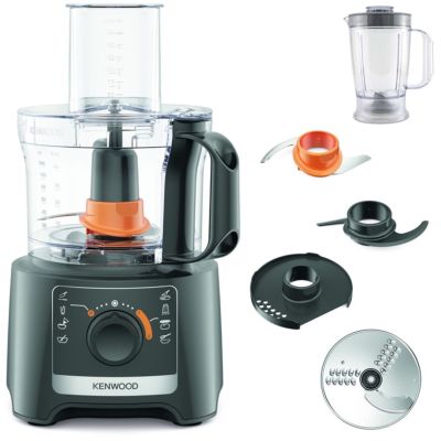 Kenwood MultiPro Compact FDP31.170GY, Robot Culinaire, Fonction Pétrissage et Disque Trancheur, Blender 1.2L, 2 Vitesses + Pulse, Bol 2.1L, 800W, Gris