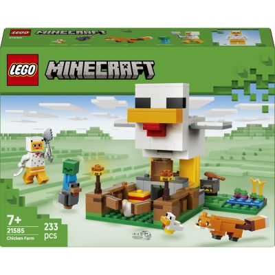 LEGO Minecraft La Ferme à Poulet 21585 | Jeu de construction pour fille 7 ans, minifigurine de fan de poule, figurines Mobs de bébé zombie, cadeau gaming, 233 pièces