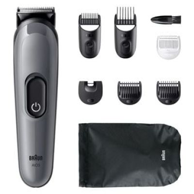 Braun Tondeuse Electrique Homme, Tout-en-Un Series 3 AIO3540, 3-en-1, Grise