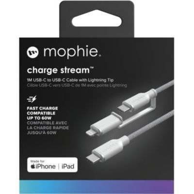 Câble de charge MOPHIE USB-C + ligthning 1m blanc chargestream