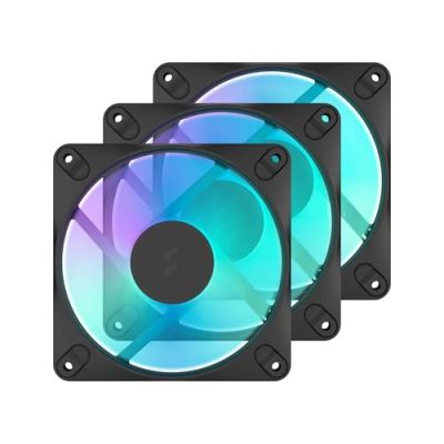 Fractal Design - Dynamic 3 – 12 RGB 3-Pack Black - Ventilateur PWM – Conception à pales profilées – Câble Daisy Chain – Roulement Rifle