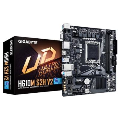 GIGABYTE H610M S2H V2 Carte mère - Prend en Charge Les processeurs Intel Core 14e génération, VRM numérique Hybride 4+1+1 Phases, jusqu'à 5600MHz DDR5, 1xPCIe 3.0 M.2, LAN GbE, USB 3.2 Gen 1