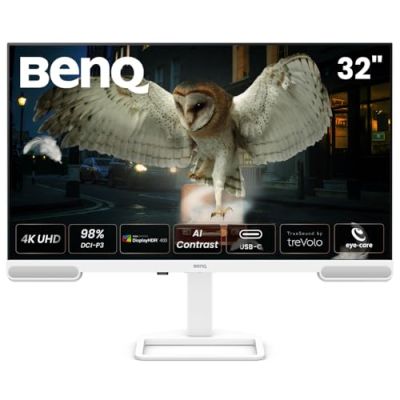 BenQ EW3290U 4K Écran, 32", 3840x1260, P3 98%, Technologie AI Contrast Exclusive, Haut-parleurs 2.1 intégrés avec Caisson de Basses, Port USB-C, 3 Ports HDMI, Design Ergonomique, Technologie Eye Care