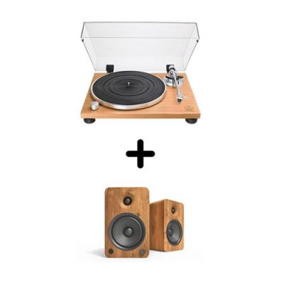 Platine vinyle Audio-Technica AT-LPW30TK + Enceintes amplifiées Kanto YU6 Noyer