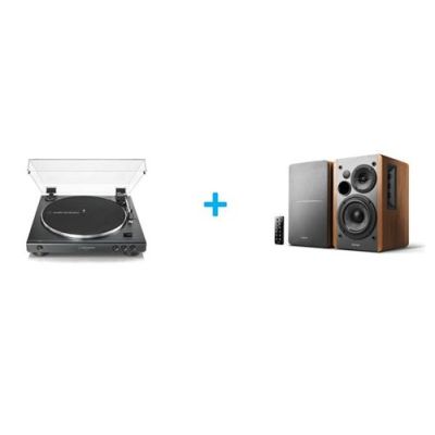 Platine vinyle AUDIOTECHNICA AT-LP60XBK + Enceintes amplifiées Bluetooth EDIFIER R1280DB Bois vendues par paire