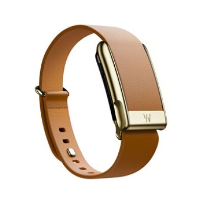 Bracelet Cuir Luxe Camel/Or Etroit S 5.0