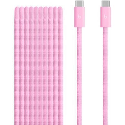 Beats Câble tissé USB-C vers USB-C 240 W, charge rapide, durable et anti-nœuds, compatible avec les appareils Apple et Android (3 m) – Rose néon