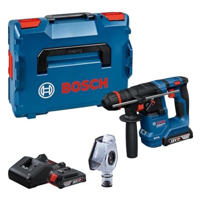 Bosch Professional 18V System perforateur sans-fil GBH 18V-18 X (mandrin ONECHUCK, 2 batteries 18V 2,0Ah, GAL 18V-40, GDE 24)