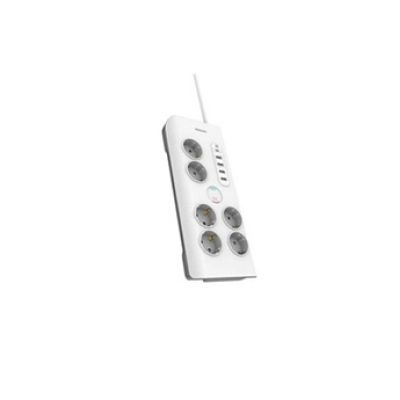 parasurtenseur 6 prises avec 4 USB Type-A + 1 USB Type C 2 m Blanc