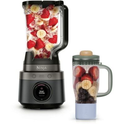 Ninja CrushBOSS Blender 2-en-1 personnel, 1 200 W, avec pichet XL 2,1 l, SmoothSense, 3 programmes intelligents, mug BlendBOSS 710 ml, broie la glace, Onyx LB301EUBK