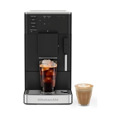 KitchenAid KF2 5KES8452 Machine à café automatique avec fonction Iced Coffee, broyeur IntelliGrind, buse vapeur Panarello, écran LED, 15-18 bar, noir mat