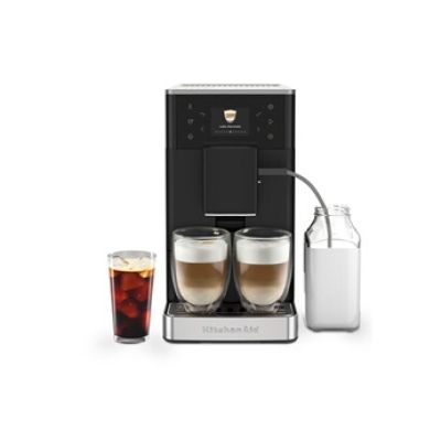 KitchenAid KF3 Machine à Expresso Automatique, AutoMilk, Broyeur IntelliGrind, 15+ Recettes, Café Glacé, Écran 6cm, 15-18 Bar, Noir Mat