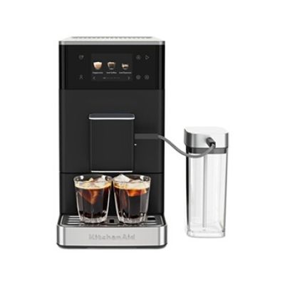 KitchenAid KF4 Machine à Expresso Automatique, AutoMilk Avancé, Broyeur IntelliGrind, 15+ Recettes, Écran Couleur, Café Glacé, 15-18 Bar, Noir Mat