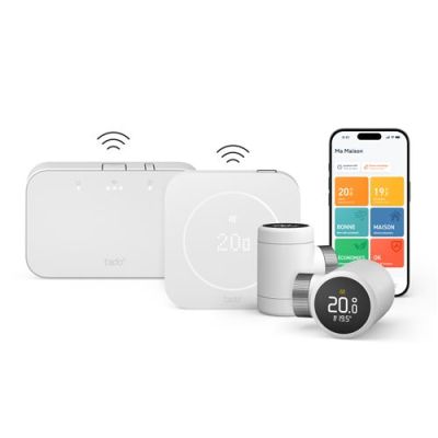 Kit de démarrage Thermostat connecté et intelligent sans fil Tado X 2e génération Blanc + 2 Têtes thermostatiques intelligentes X